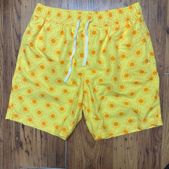 Yellow Sun Patterned Men’s Hanna Anderson Lined Swim Trunks XL - Picture 1 of 10